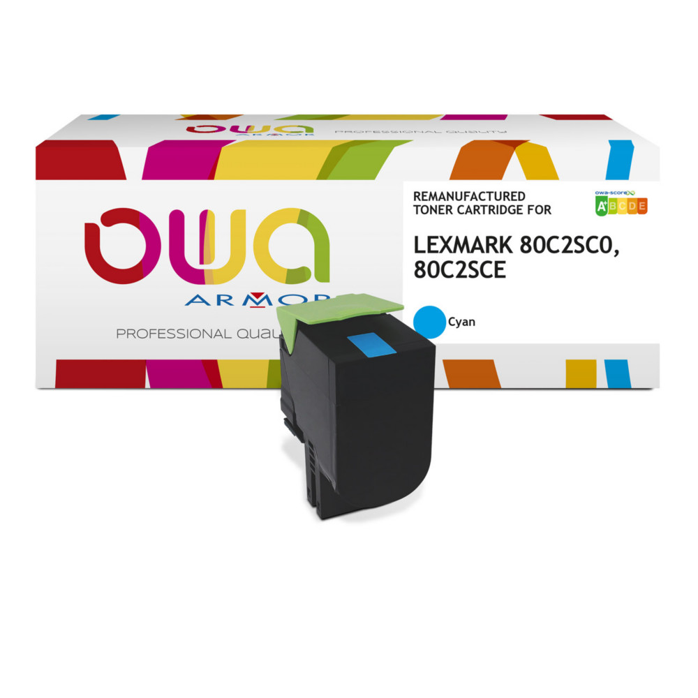 OWA Toner compatible cartouche Laser LEXMARK 802SC - 80C2SC0 - K15650OW - 2000 pages Cyan (Bleu)