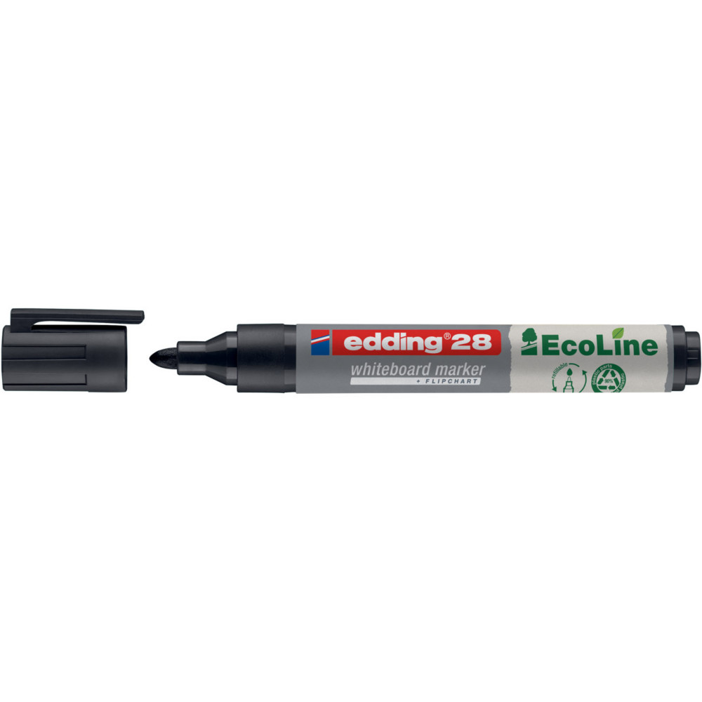 edding 28 EcoLine Marqueur effaable tableau blanc - 90% de plastique recycl - pointe ogive 1,5 - 3 mm noir