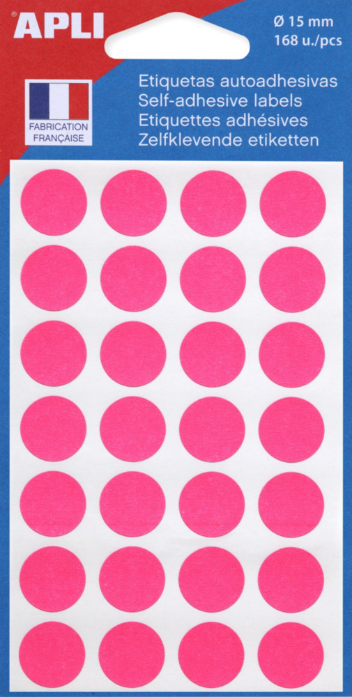 APLI Pastilles adhsives  15 mm - 111848 - Pochette de 168 - Rose