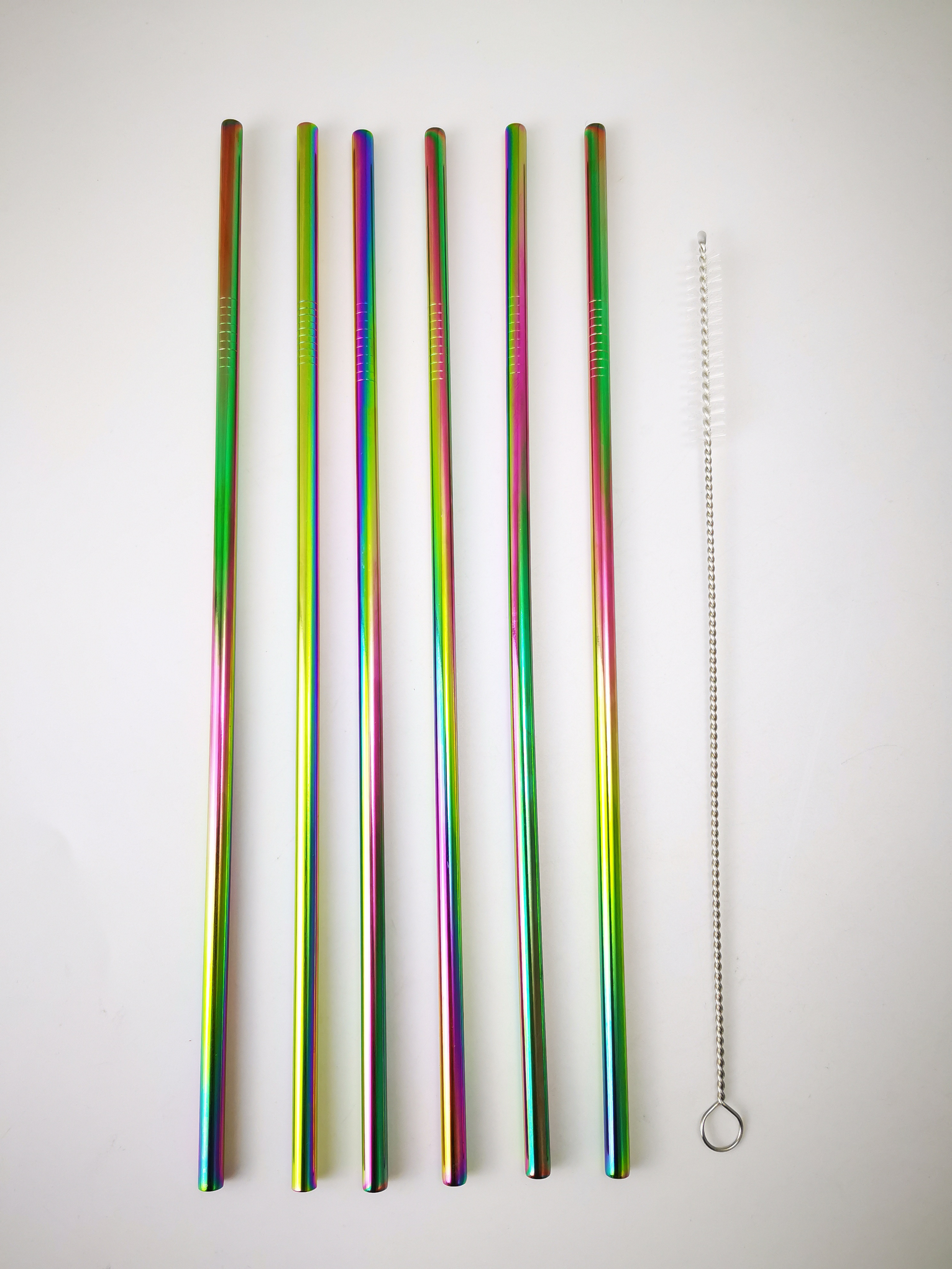 Little Balance Paille en inox irisée réutilisable - Lot de 6