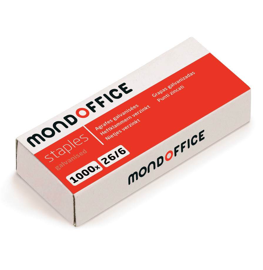 MONDOFFICE+Agrafes+26/6+en+acier+galvanise+-+Capacite+20+feuilles+-+Boite+de+1000