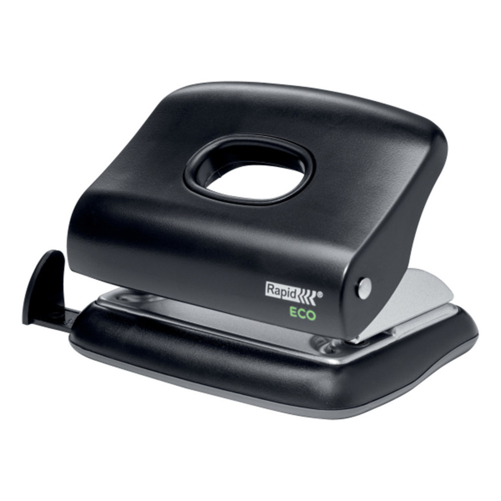 Rapid Eco perforateur 2 trous, 20 feuilles - Mtal/ ABS, Noir