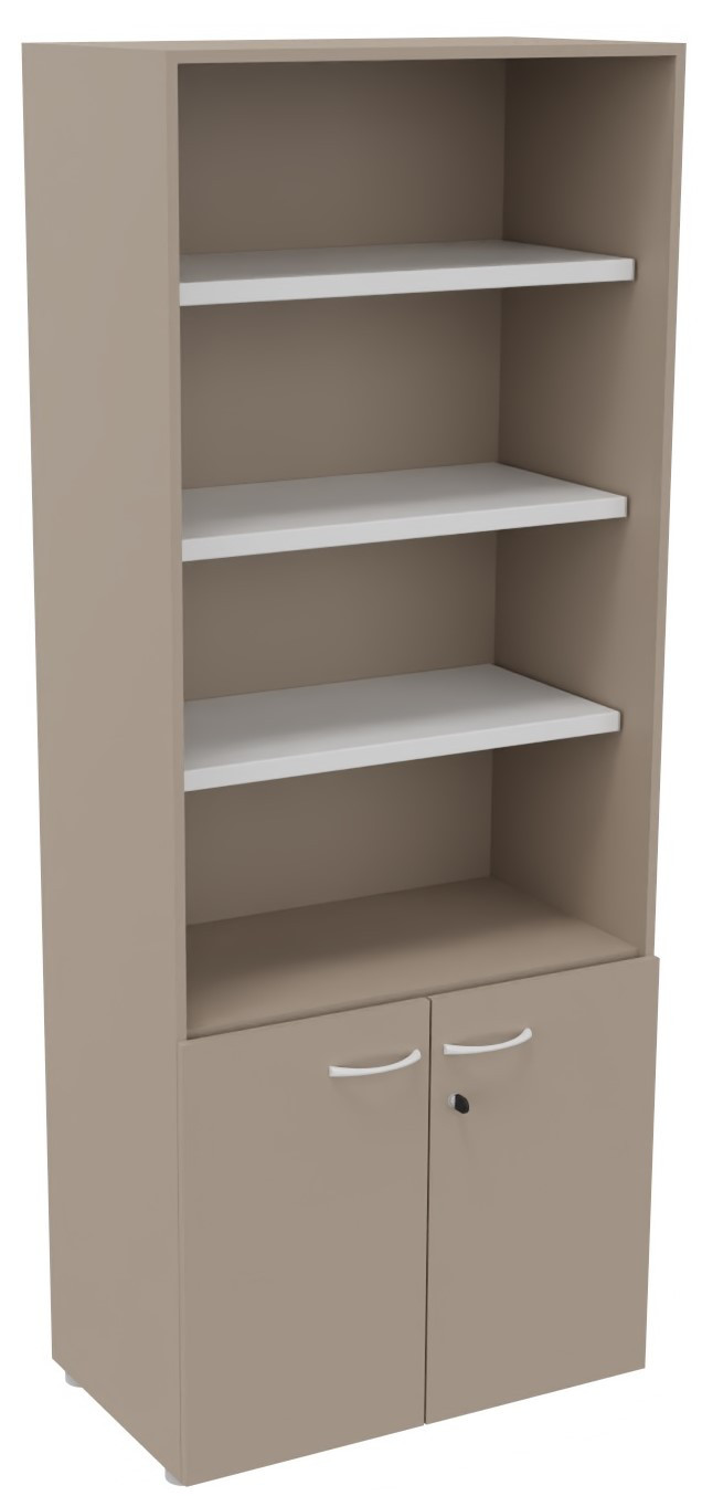 Bibliotheque+haute+2+portes+basses+L.80+x+P.48+x+H.201+cm+-+Argile