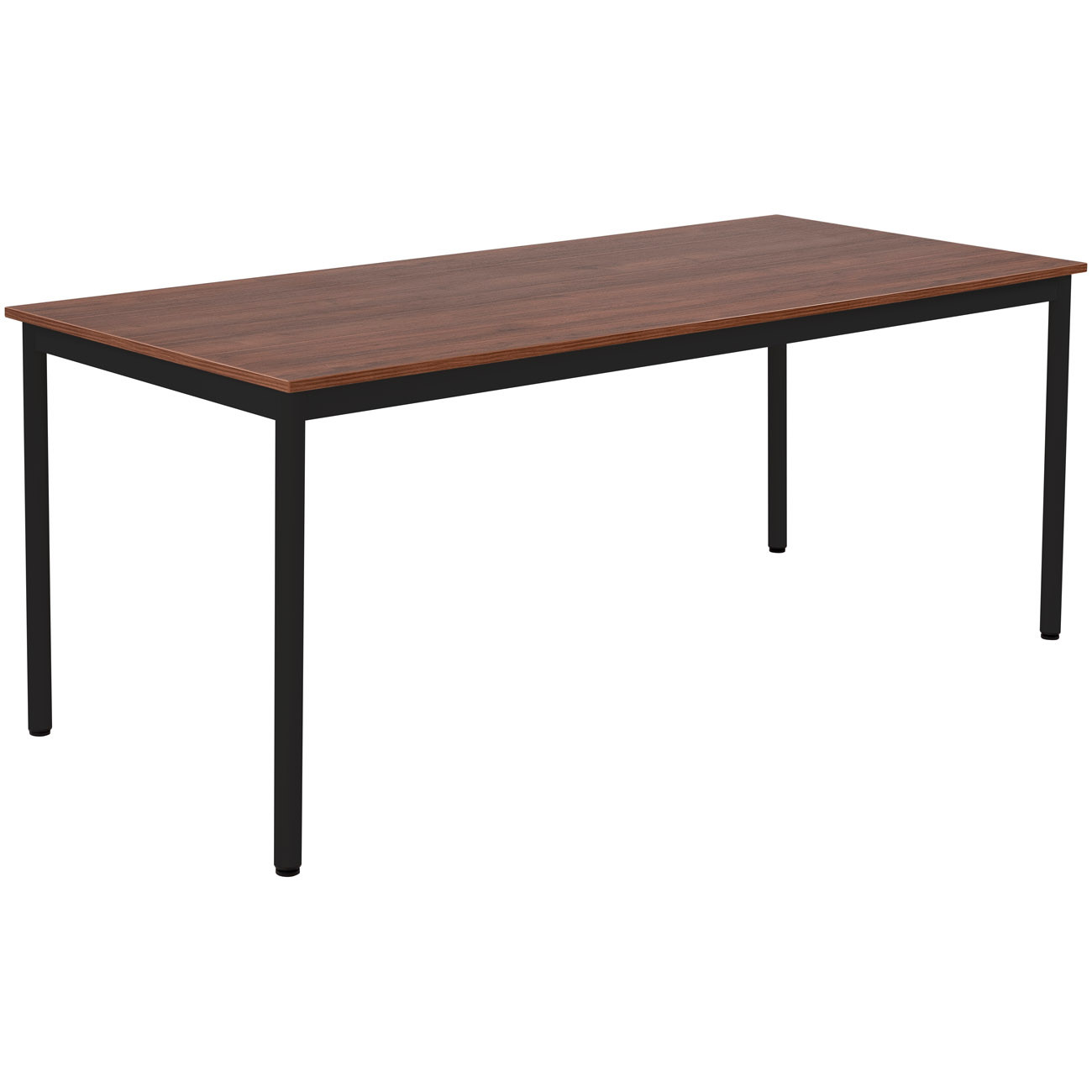 Table de restauration Budget 180 x 80 cm - Plateau Noyer - Pieds métal Noir