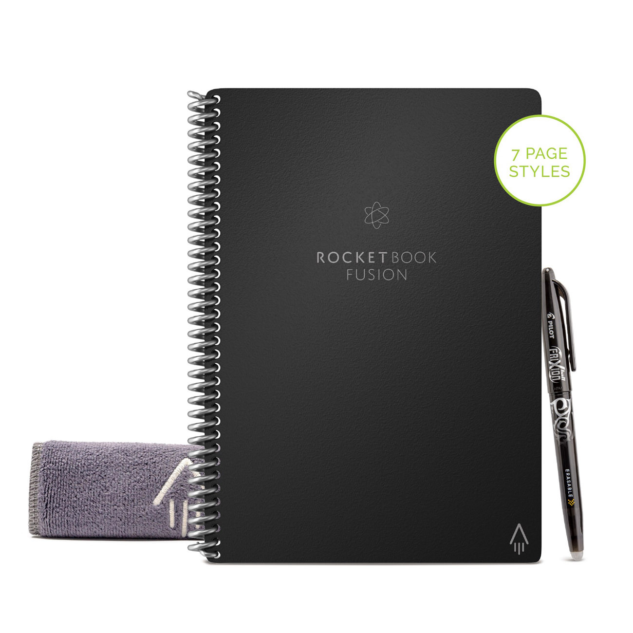 Rocketbook+Fusion+Cahier+à+spirale+connecte+reutilisable+A5+14,8+x+21+cm+-+42+pages+-+Noir