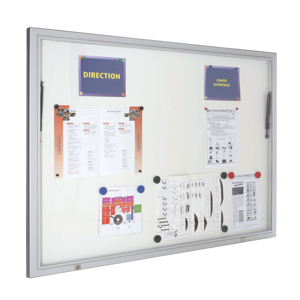 Planorga Vitrine d'extrieur Classique45 porte levante 27 feuilles A4 - L.189 x 90 cm fond magntique - Cadre Aluminium