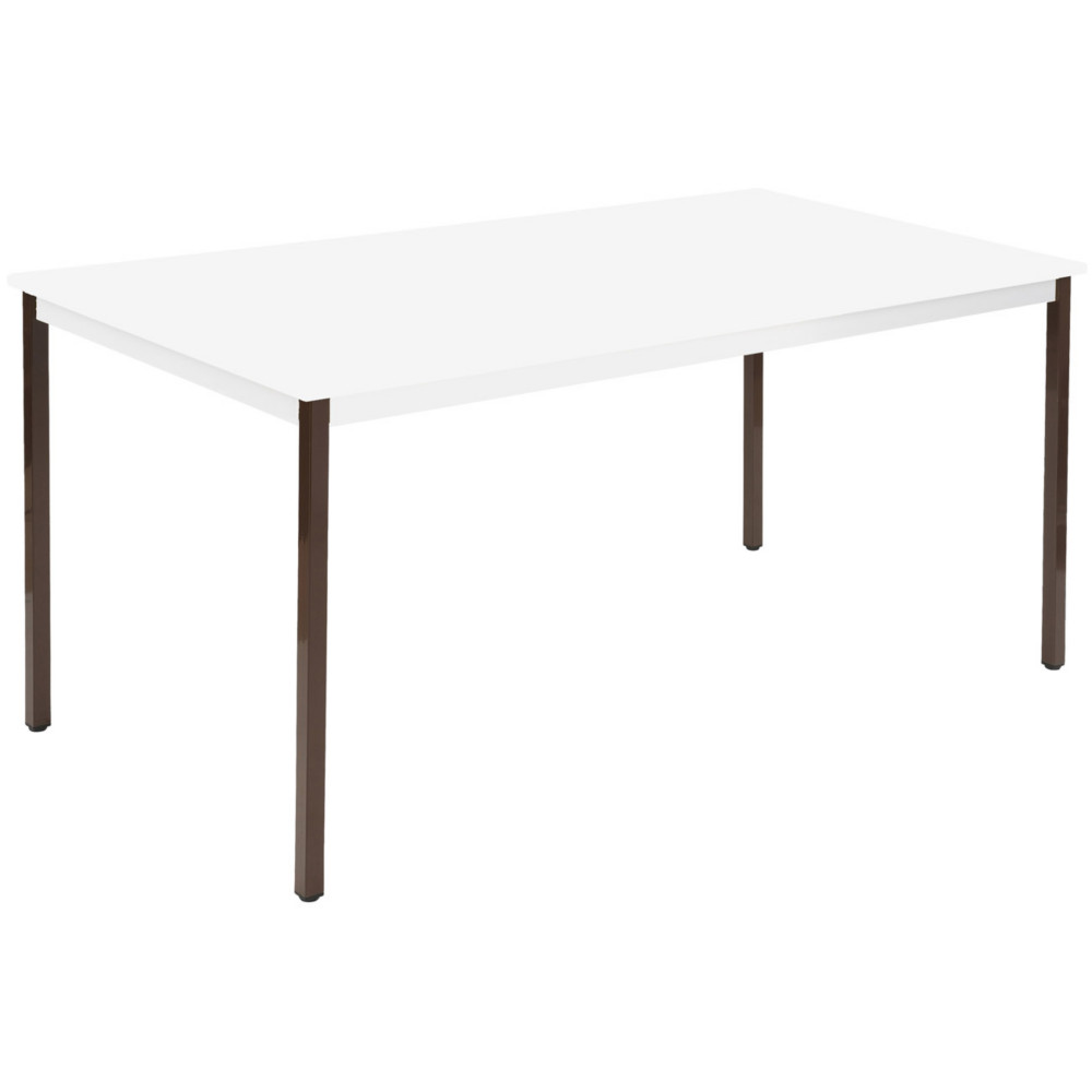 Table de runion modulable rectangle - L.160 x P.80 cm - Plateau Blanc - Pieds Brun