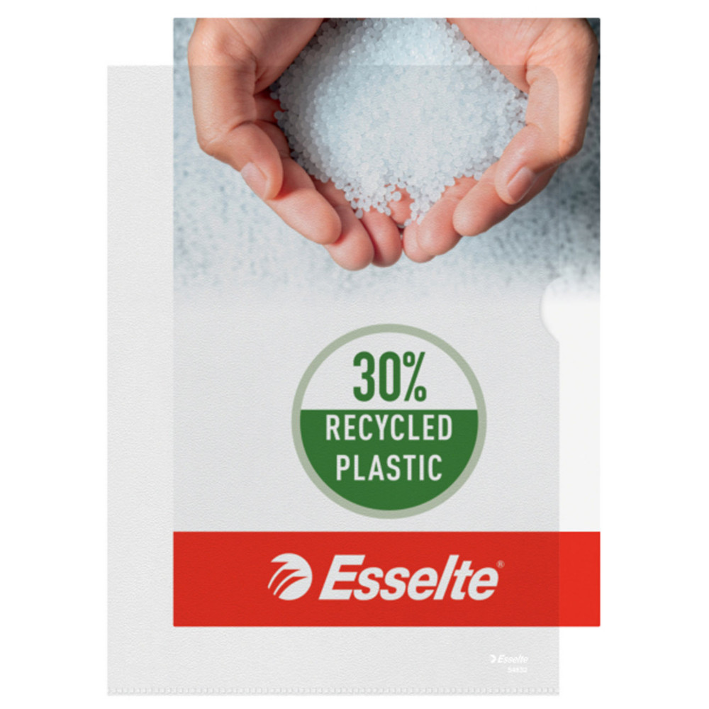 Esselte Chemises-coin transparentes - Format A4 - PP recycl - Grain - 105 - Lot de 100