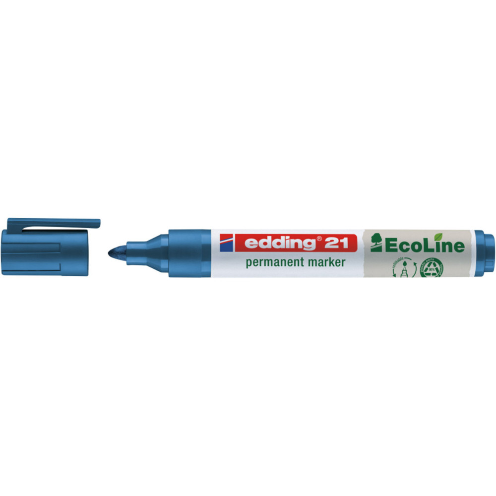 edding 21 EcoLine Marqueur permanent - 90% de plastique recycl - pointe ogive 1,5 - 3 mm bleu
