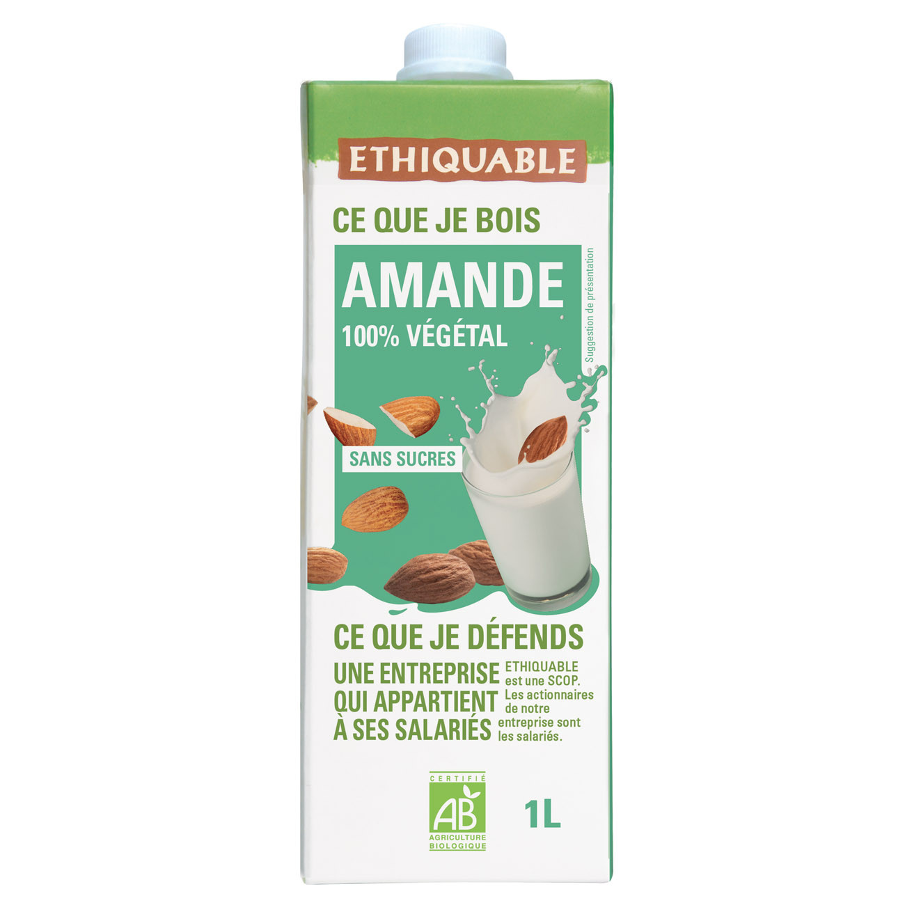 Ethiquable Boisson Lait d'Amande Bio et équitable - Brique 1L