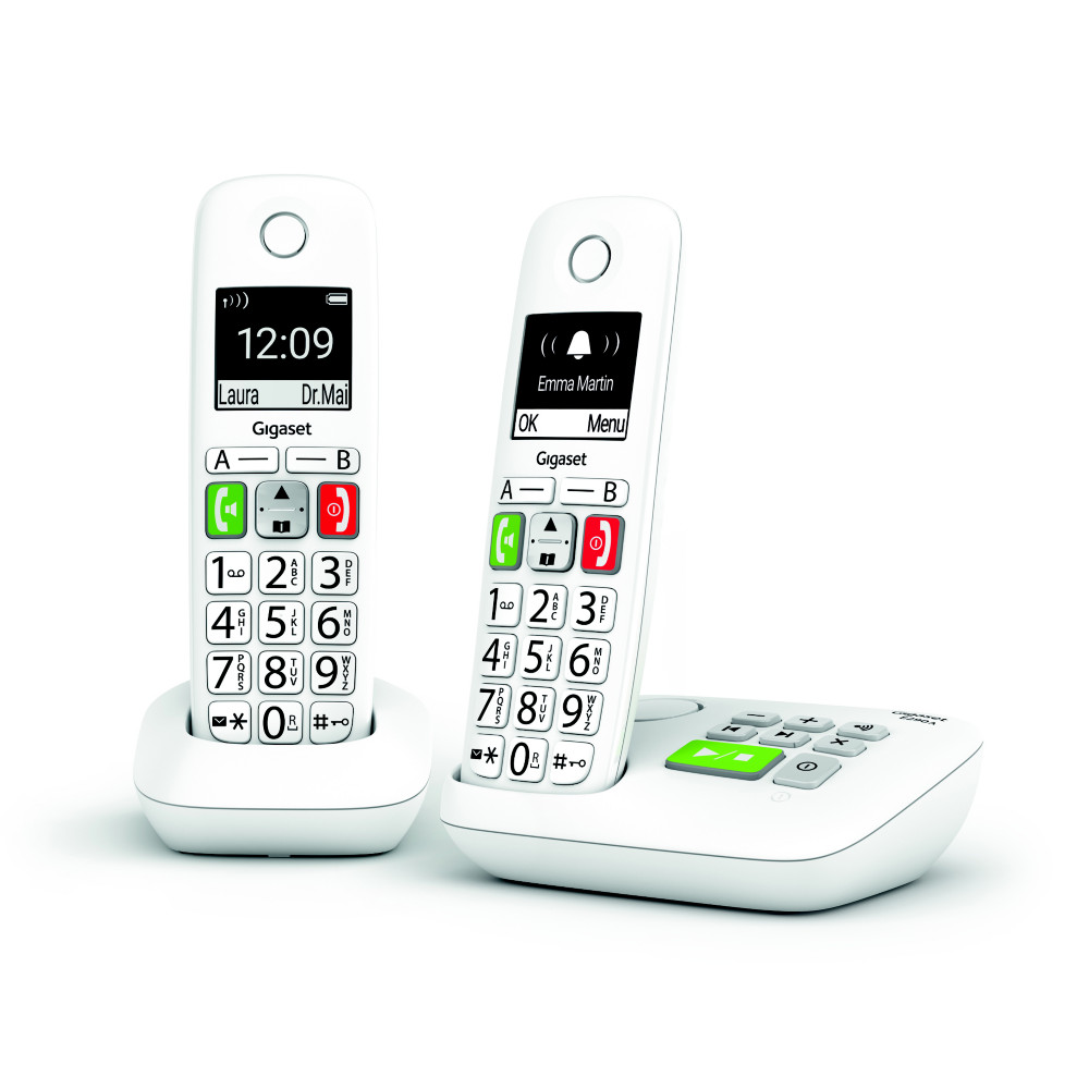 Gigaset Tlphone sans fil DECT E290A Duo grandes touches  - Blanc