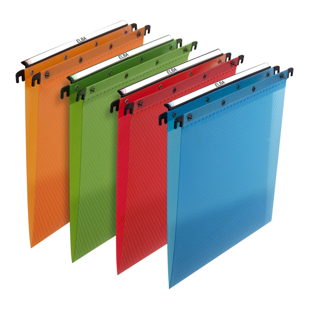 Elba Dossier suspendus pour tiroir Design A4 Polypropylne - 100 feuilles - Fond V - Assortis - Lot de 10