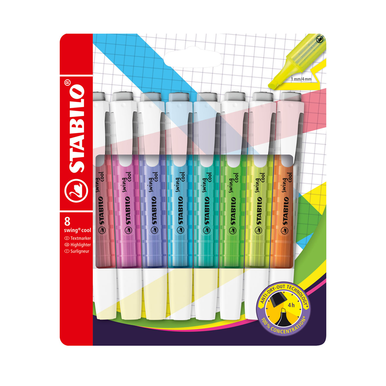 STABILO swing cool Surligneur Pochette x 8 surligneurs fluo assortis - vue 2