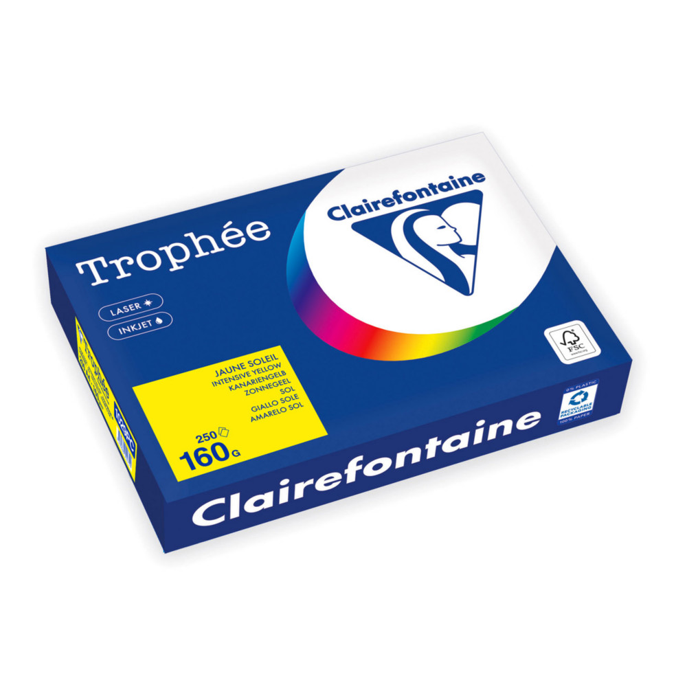 Clairefontaine Papier A4 Trophe - 160 g - 250 feuilles - Jaune Soleil
