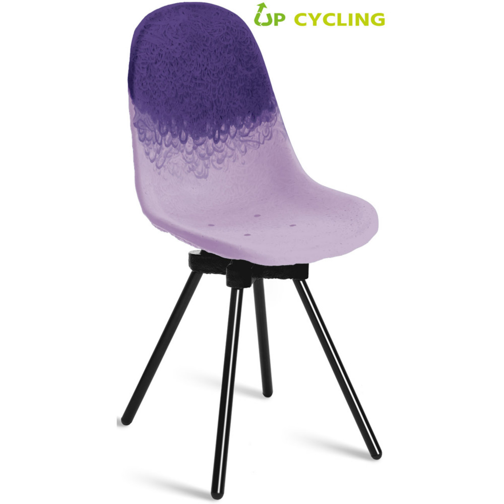 Chaise upcycle Ida coque plastique Violet et Parme - 4 pieds mtal Noir