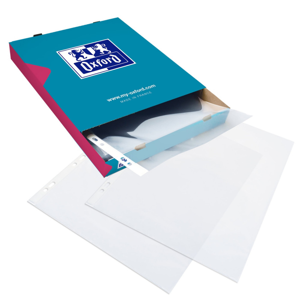 Oxford Pochettes perfores transparentes usage intensif A4 PVC lisse - Lot de 100