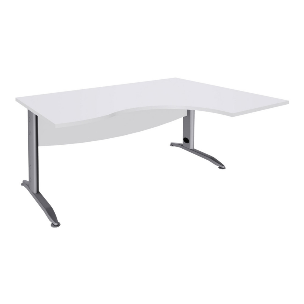 Bureau d'angle compact retour  droite Activity mtal L.180 x P.120 cm - Plateau Blanc - Pieds L Aluminium