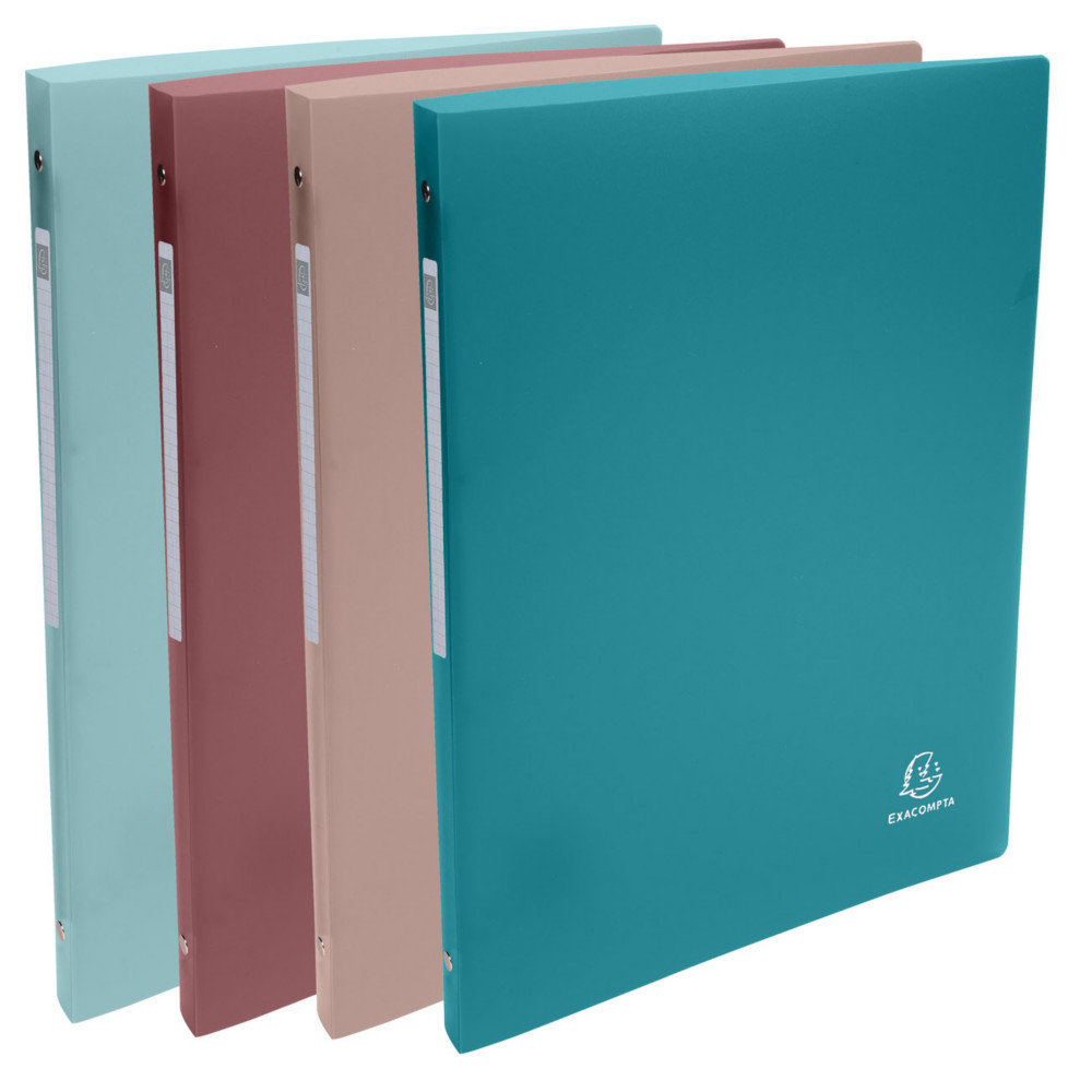 Exacompta Classeur 4 anneaux 15 mm A4 Skandi en PP recycl - Couleur assorties