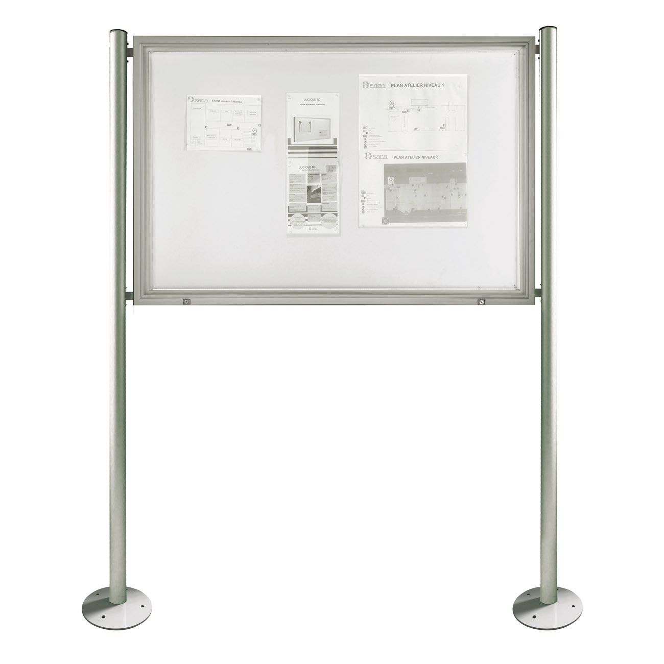 Planorga Vitrine d'extérieur Classique 45 - 18 feuilles - Cadre aluminium - Pieds vissés