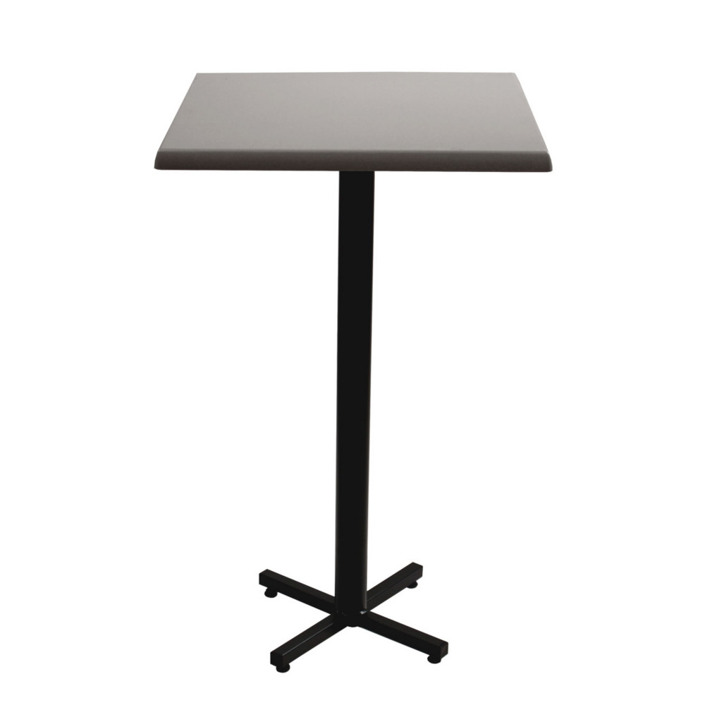 Table mange-debout Coffee carre L.70 x P.70 x H.115 cm - Plateau Gris  Pied central Noir