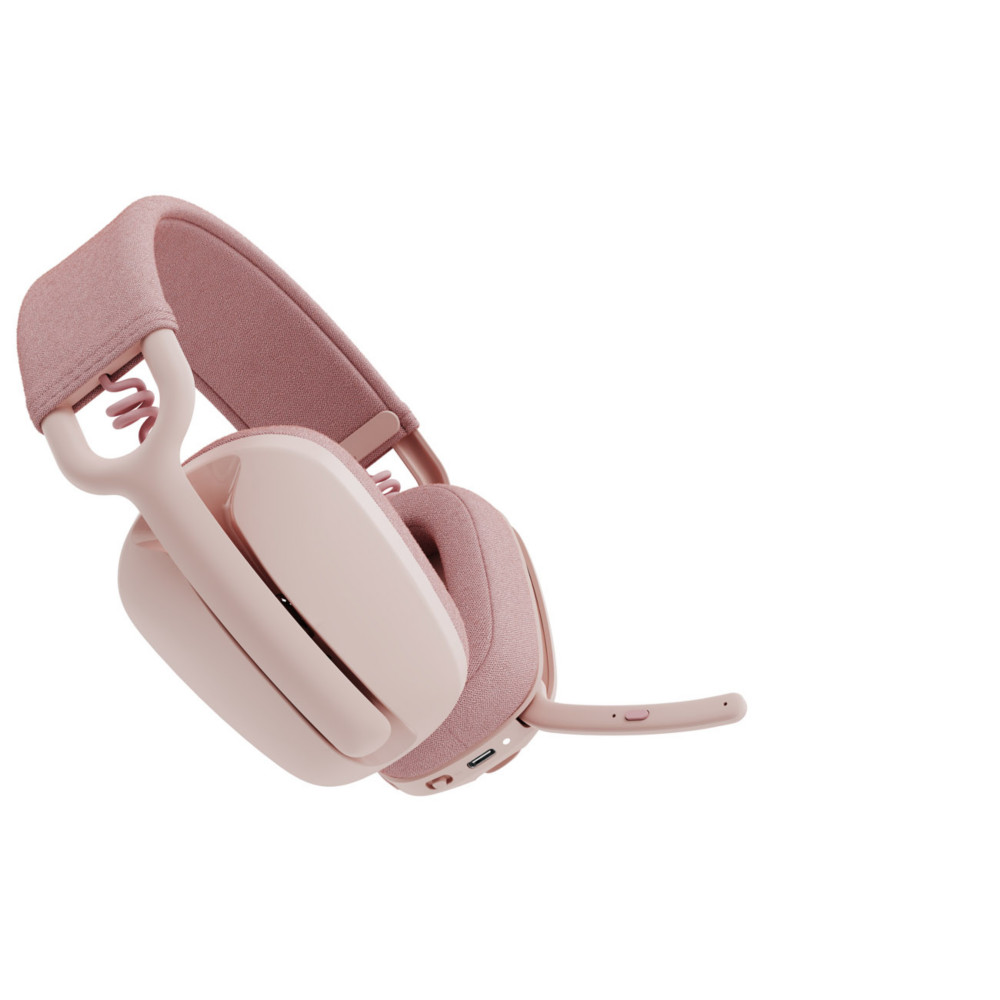 Logitech Casque sans fil Zone Vibe Wireless MS - Bluetooth, avec rcepteur USB-A et USB-C - Certifi Teams - Rose