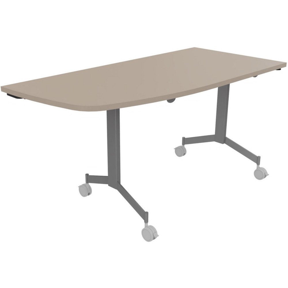 Table mobile rabattable Eureka angle arrondi  gauche - L.150 x P.70 cm - Plateau Argile - Pieds Aluminium