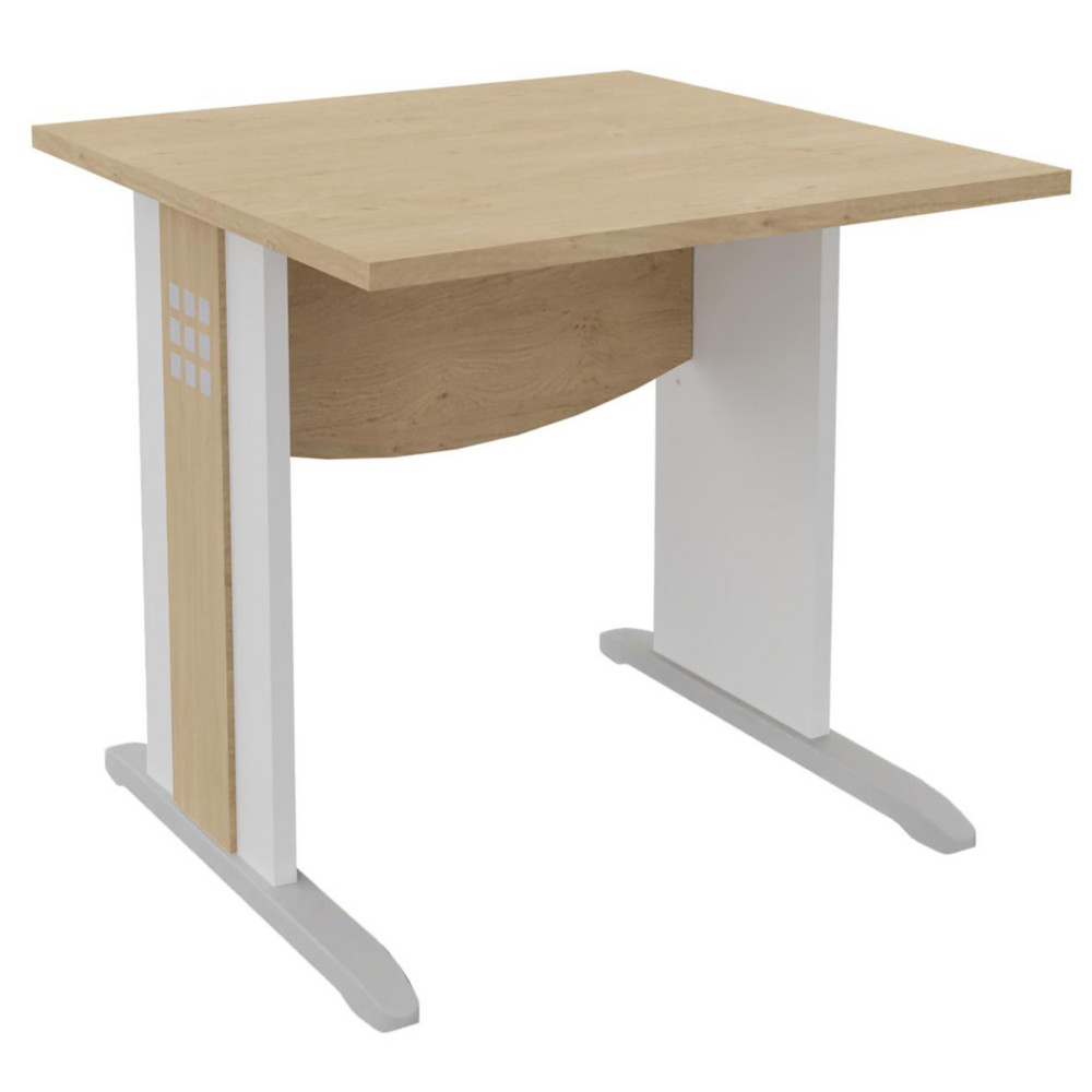 Bureau droit Axiome - L.80 x P.80 cm - Plateau Chne - Pieds L Blanc