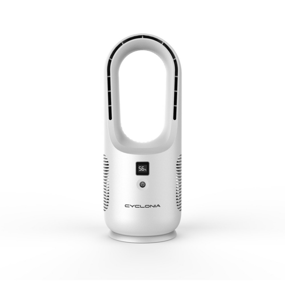 Ventilateur sans pale Cyclonia 3 vitesses - Batterie intgre rechargeable en USB - 5 W - Blanc