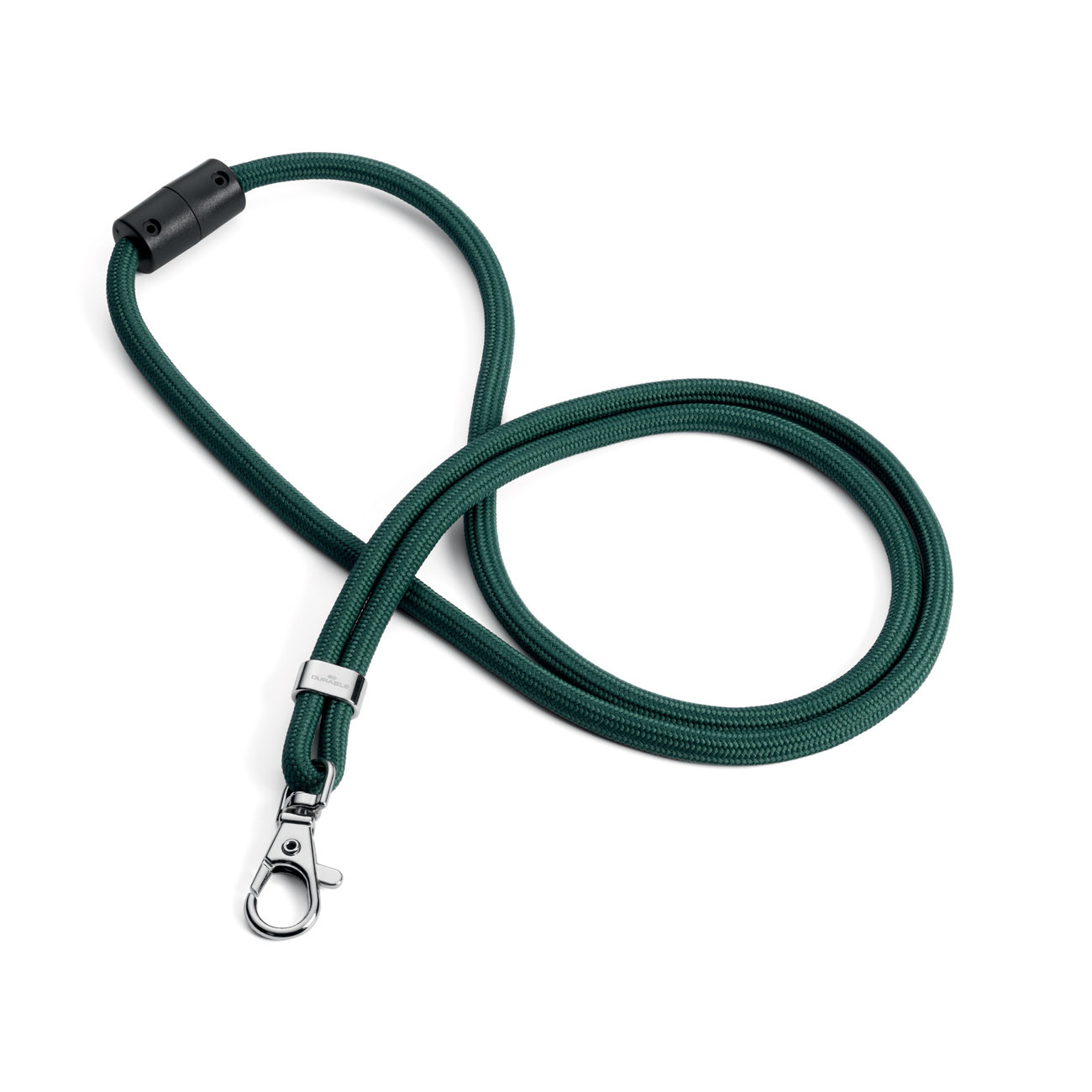 DURABLE Cordon Textile rond pour porte-badge - Fermeture de sécurité et mousqueton - En PET recyclé - Boîte de 10 - Vert