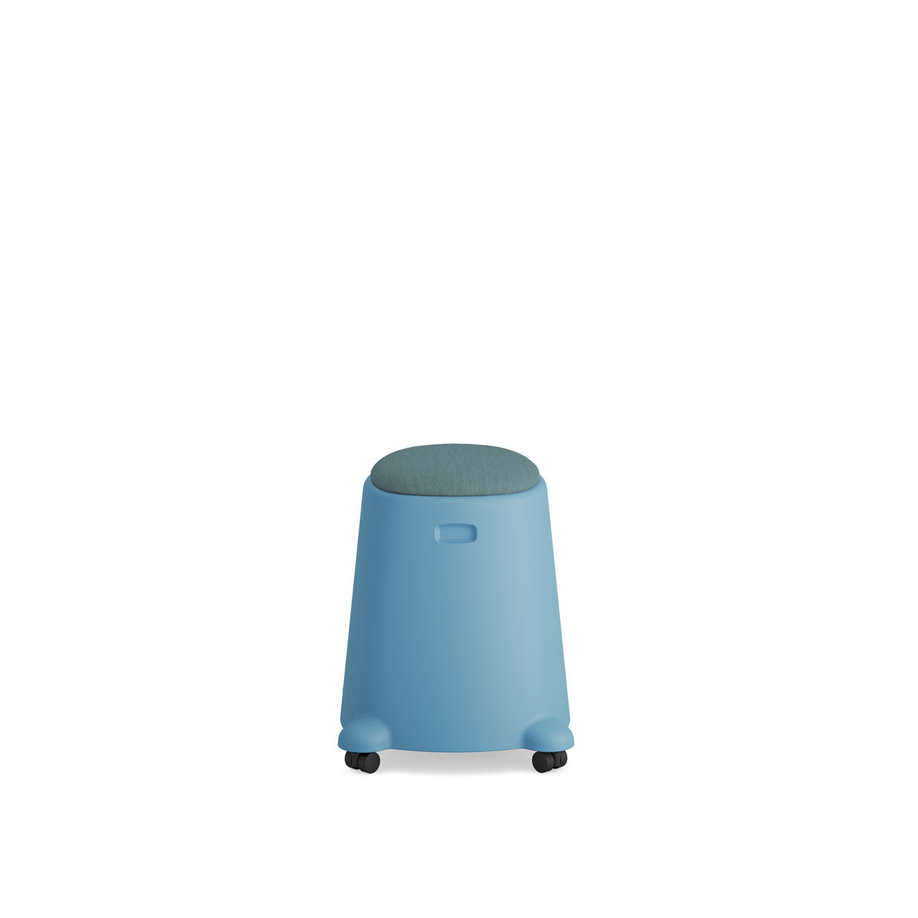 Tabouret Basile sur roulettes avec assise tissus - Bleu
