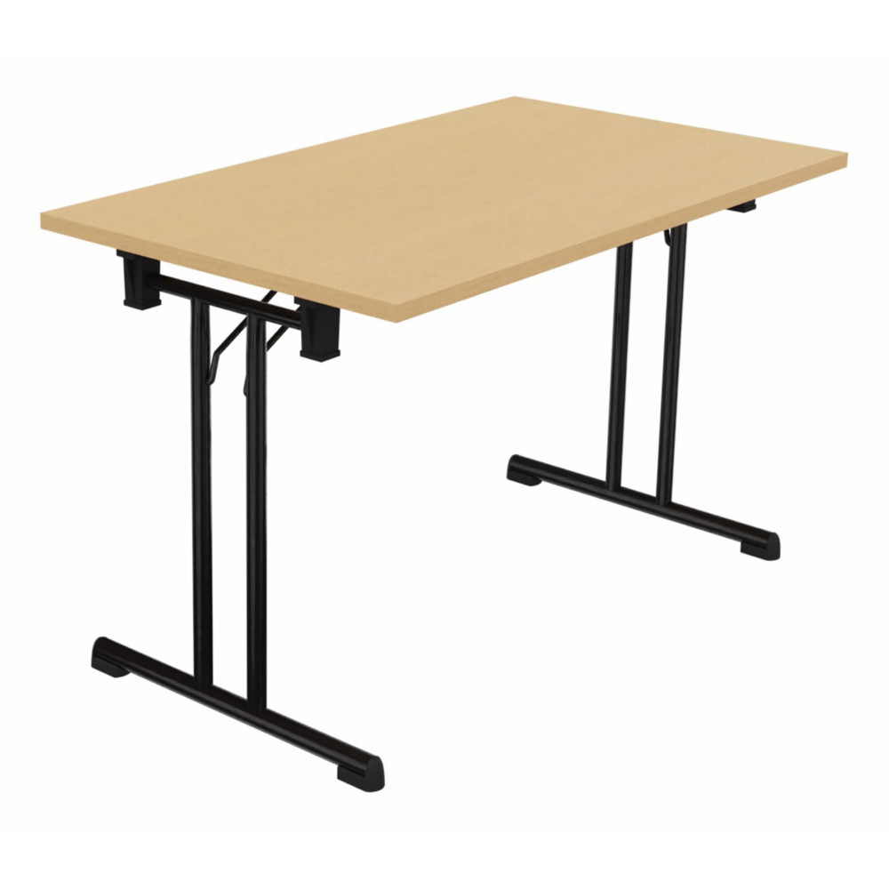 Table pliante polyvalente rectangle L. 120 x P. 70 cm - Plateau Htre - pieds Noir