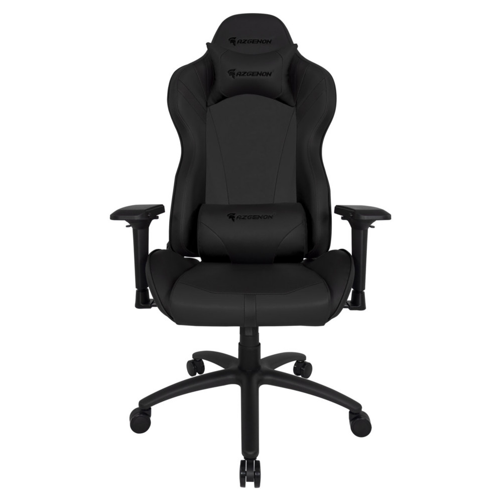 Apollon Fauteuil Gamer ergonomique simili cuir - Accoudoirs 4D + 2 coussins amovibles pour lombaires et tte - Inclinaison et hauteur rglable - Noir