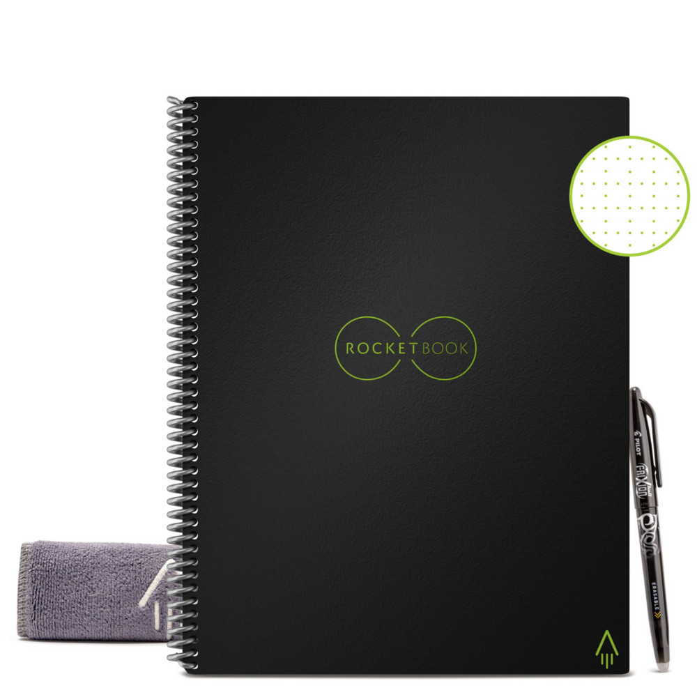 Rocketbook Core Cahier  spirale connect rutilisable A4 21 x 29,7 cm - 32 pages - Noir