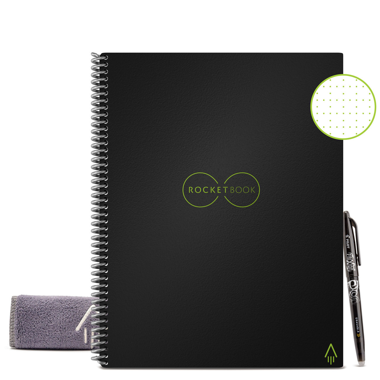 Rocketbook+Core+Cahier+à+spirale+connecte+reutilisable+A4+21+x+29,7+cm+-+32+pages+-+Noir