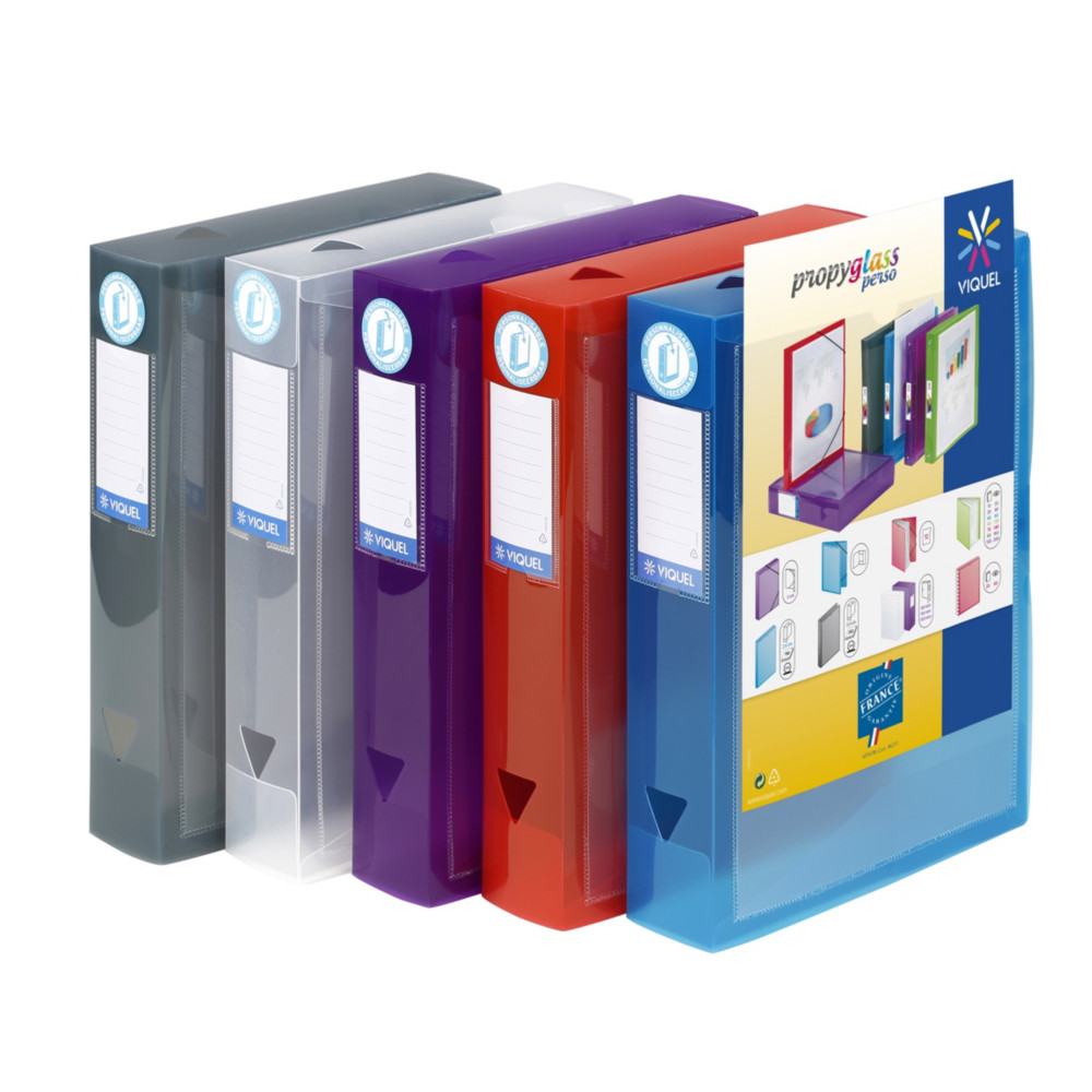 Viquel Bote de classement A4 Propyglass personnalisable en polypropylne - Dos 6 cm - Coloris assortis