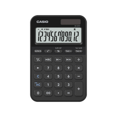 Casio Calculatrice de bureau MS-20YC - 12 chiffres - Grand écran - Mémoire 3 touches - Noir