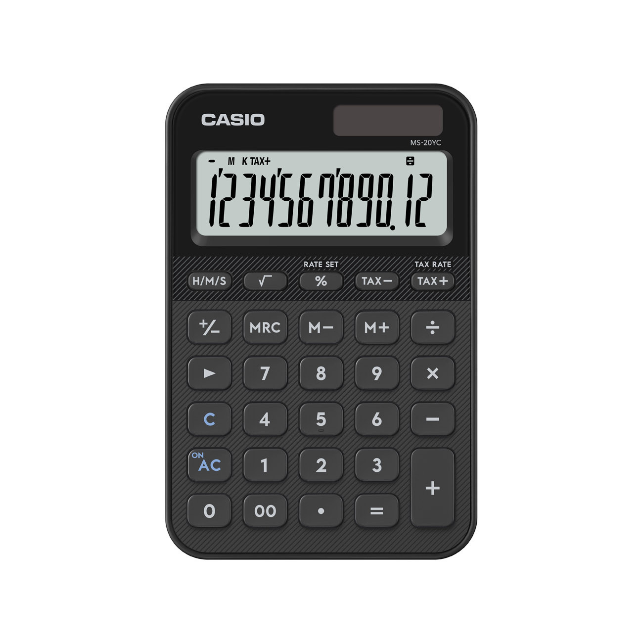 Casio Calculatrice de bureau MS-20YC - 12 chiffres - Grand écran - Mémoire 3 touches - Noir