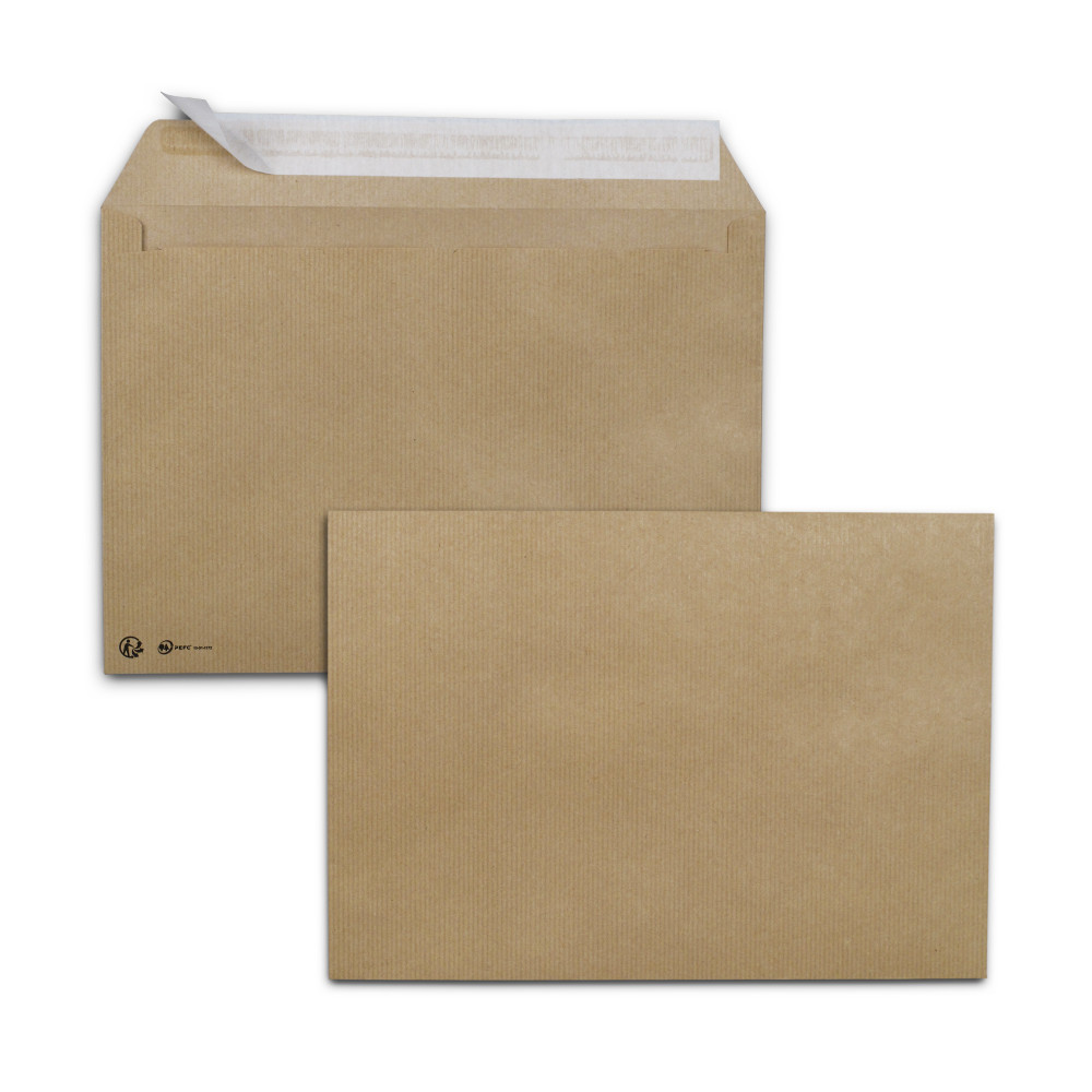 RAJA Enveloppe Premium kraft brun C4 229 x 324 mm 90g sans fentre - autocollante bande protectrice - Lot de 250