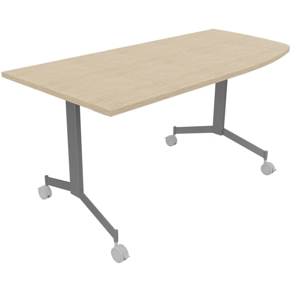 Table mobile rabattable Eureka angle arrondi  droite - L.170 x P.80 cm - Plateau Chne - Pieds Aluminium