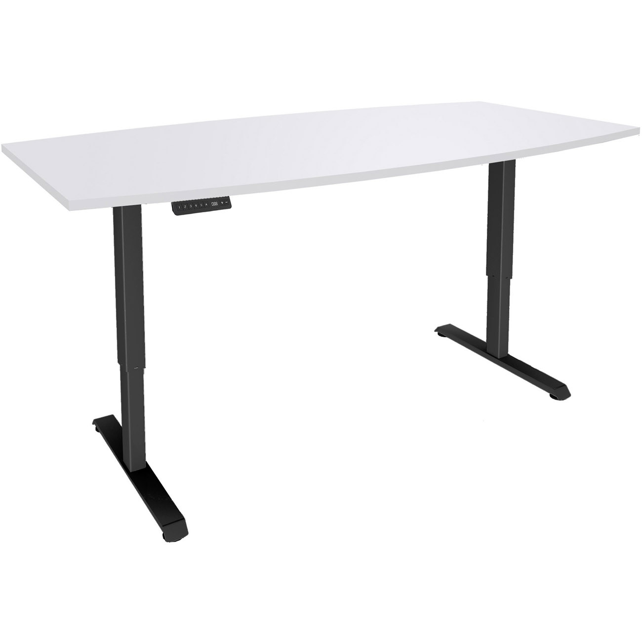 Table de réunion tonneau Actual Réglage électrique en hauteur - L. 200 x P. 100 Cm - Plateau Blanc - Pieds métal Carbone