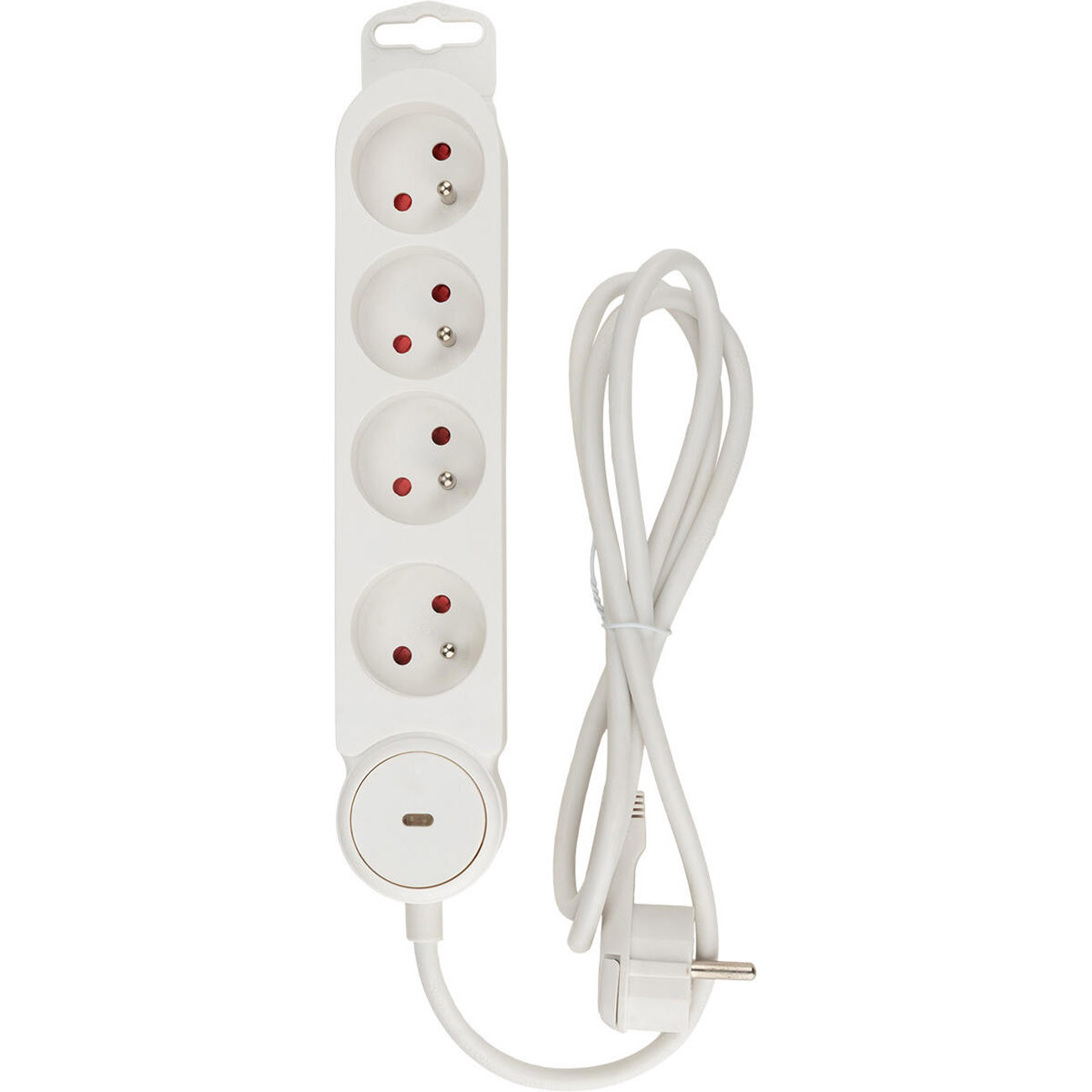 Zenitech Multiprise Bloc de 4 prises secteur en ligne IOTA - Avec interrupteur lumineux - Câble de 1,4 m - Blanche