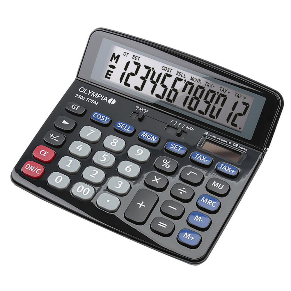Olympia Calculatrice solaire de bureau 2503 TCSM - Ecran inclinable - 12 chiffres