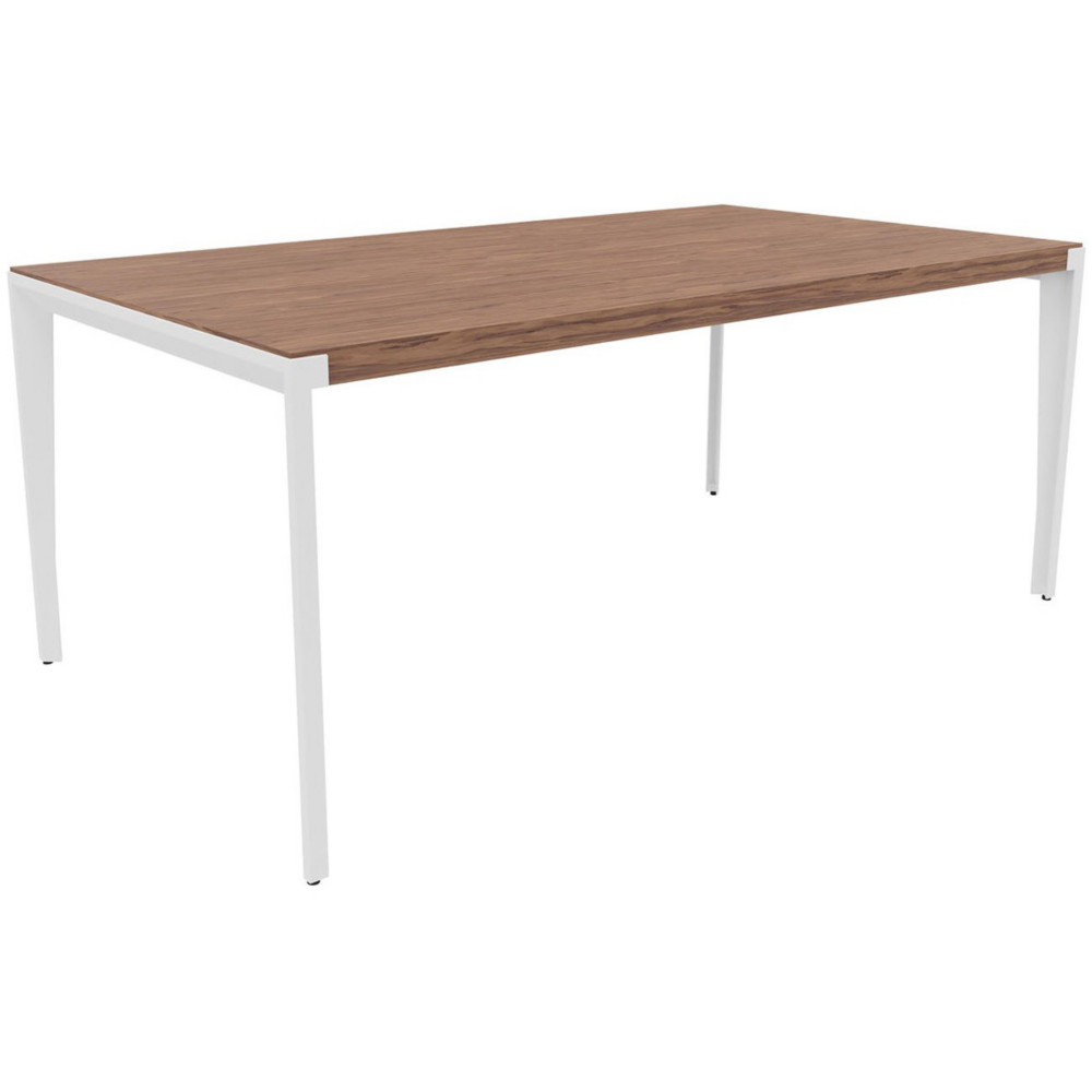 Bureau de direction Arold L.200 x P.100 cm - Placage bois noyer - Pitement mtal blanc