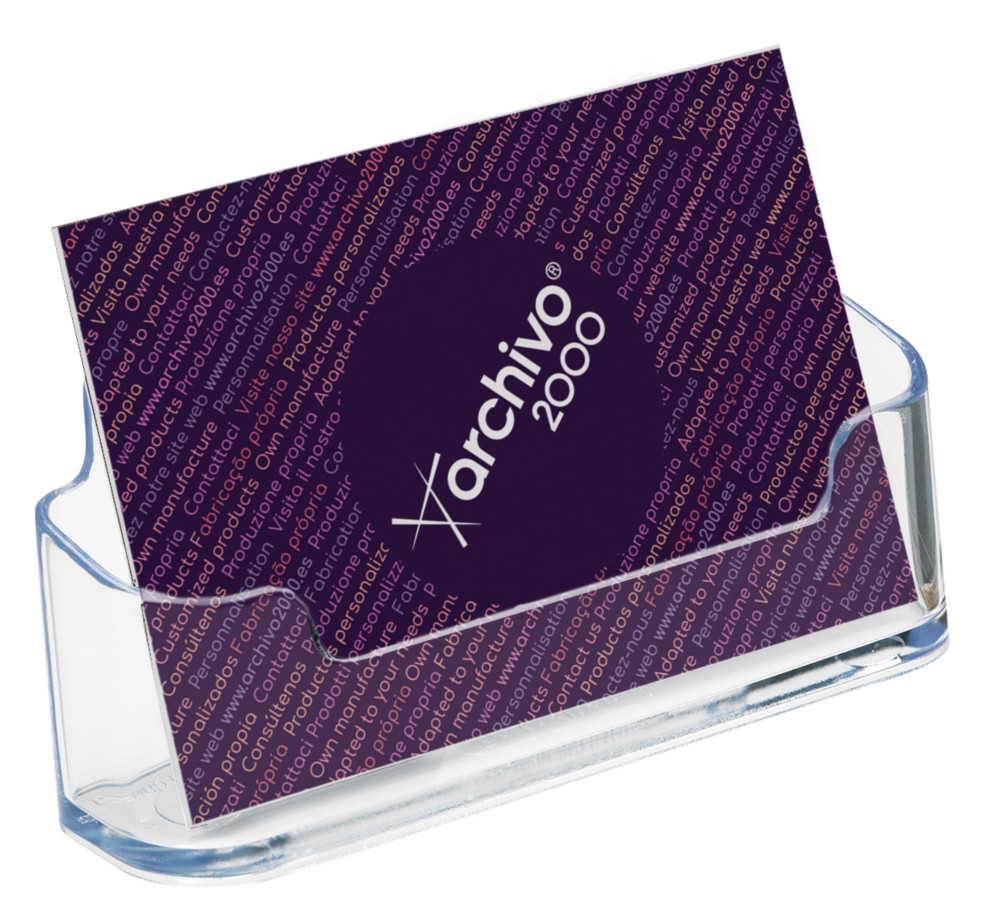 Archivo 2000 Prsentoir de table de cartes de visite - Capacit 50 cartes Format paysage - Transparent