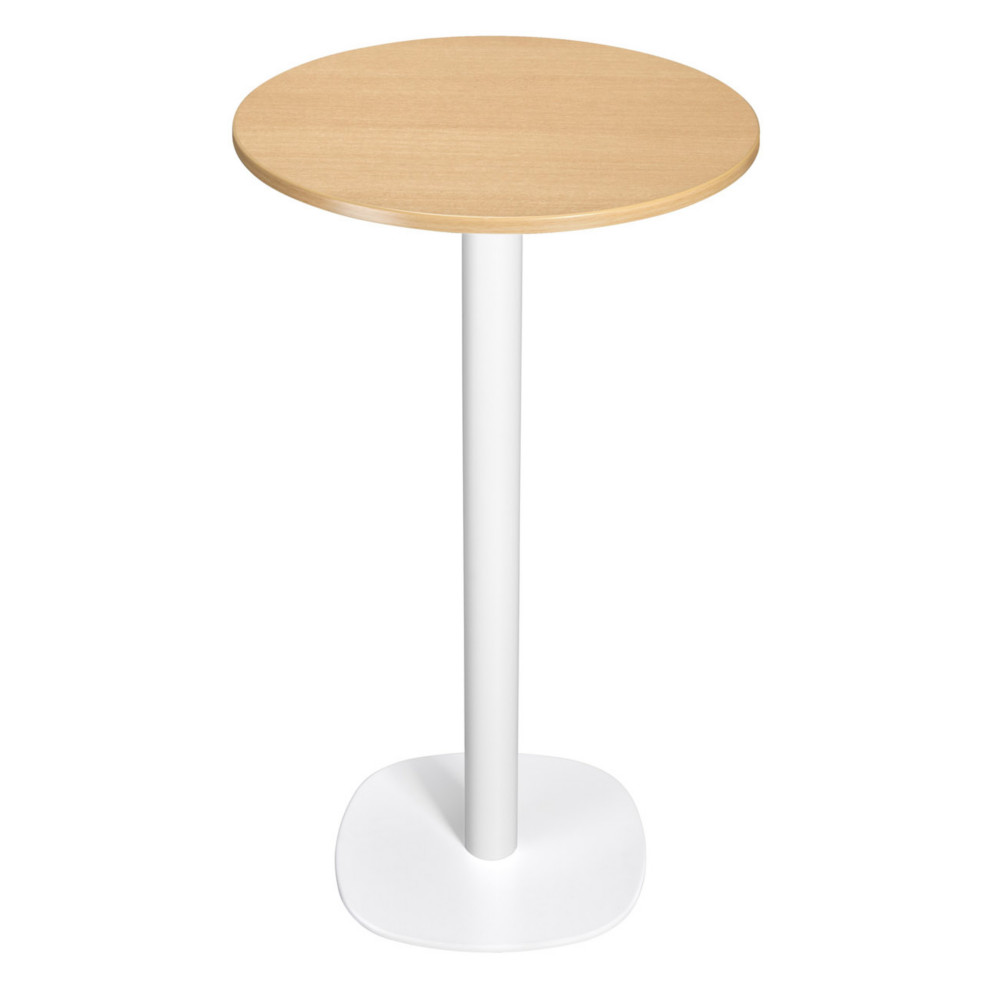 Guridon Cafteria NewLine rond .60 x H.110 cm - Plateau Htre - Pied Blanc