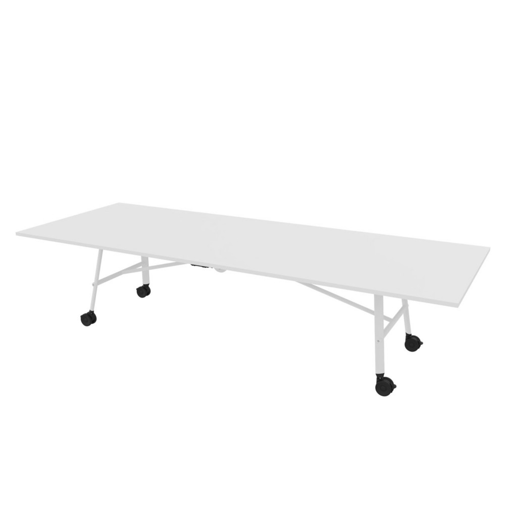 Table mobile plateau rabattable Serenity 320 x 120 cm Blanc  Pied Blanc