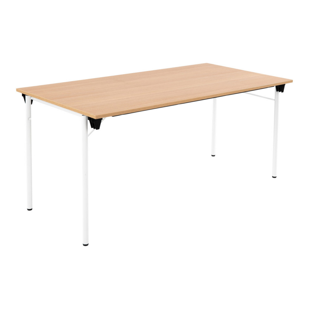Table pliante Budget multiples usages rectangle L. 160 x P. 80 cm - Plateau Chne - pieds Blanc