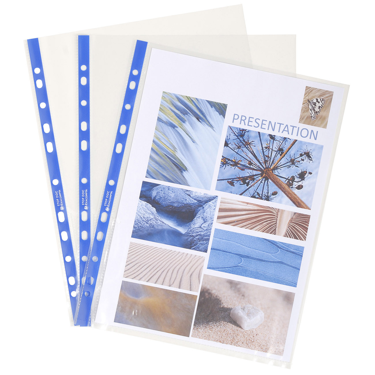 Exacompta+Pochettes+perforees+transparentes+Stop+Doc+A4+polypropylene+6/100e+lisses+-+Lot+de+10