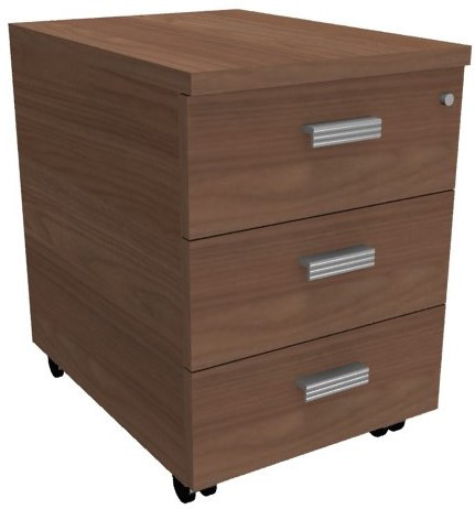 Caisson mobile Moka - L.40 x P.60 x H.55 cm - 3 tiroirs - Noyer