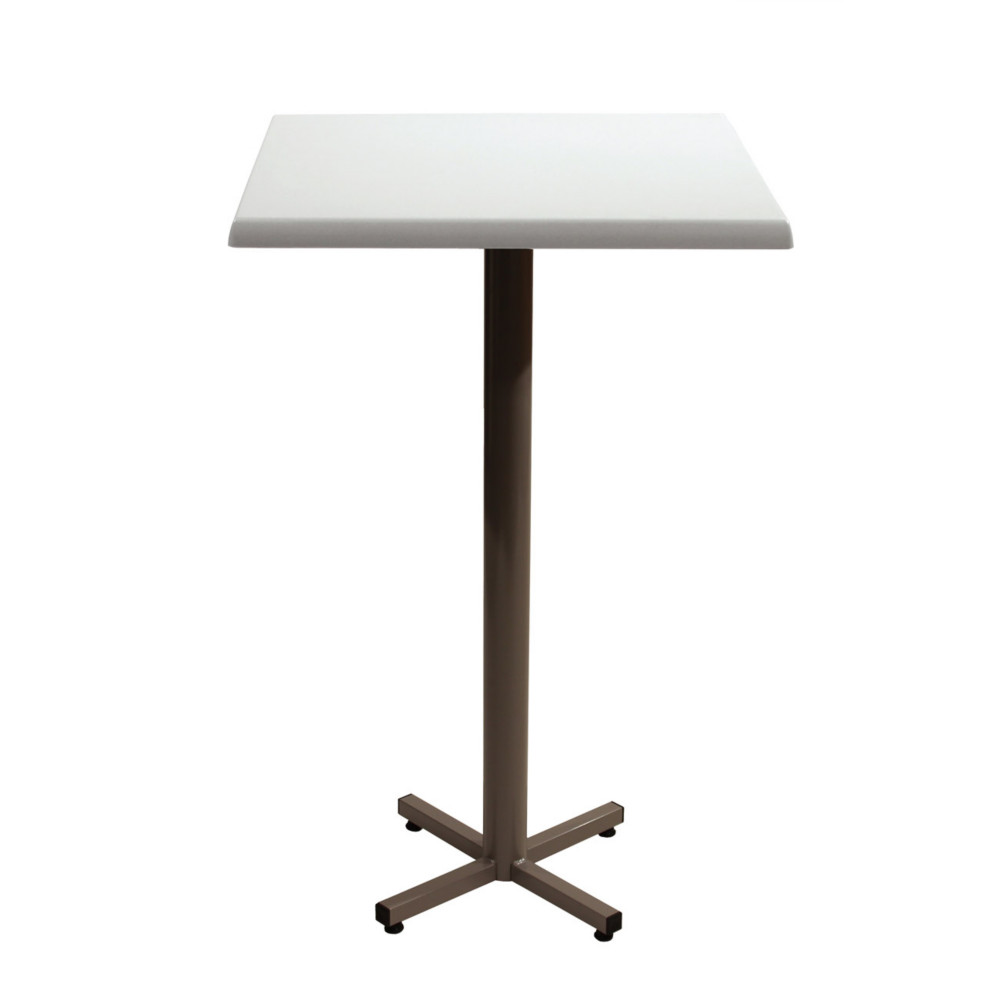 Table mange-debout Coffee carre L.70 x P.70 x H.115 cm - Plateau Blanc  Pied central Aluminium